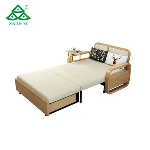 Yüksek kaliteli çok fonksiyonlu oturma odası mobilya özelleştirilebilir katlanır kanepe Cum yatak kolları ve kumaş yastık kullanarak ahşap