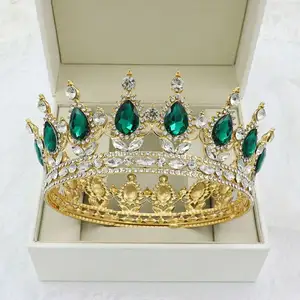 Corone di strass e corona di alloro corona di foglie d'oro corone di diademi placcate in platino-adulto economico