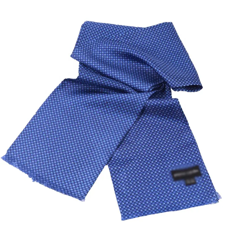 Vente chaude 100% foulard en soie pour hommes motif à carreaux 1cm de long frange imprimé Style de mode pour la fête d'affaires de printemps