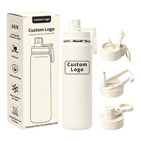 Bouteille d'eau isotherme à double paroi anti-fuite de 750 ml (24 oz) avec logo personnalisé et poignée pour le voyage