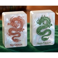 Tuiles de Mahjong Américaines Iridescentes en Nacre, Ensemble de 160 avec Tapis, Tuiles Acryliques Nacrées Gravées, Antidérapantes et Personnalisables