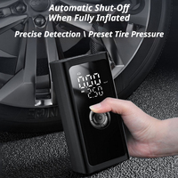 Gonfleur de pneus sans fil 19 mm 150 PSI 25 L/min, double écran, arrêt automatique, pompe à air portable pour voiture 3000 mAh avec batterie externe