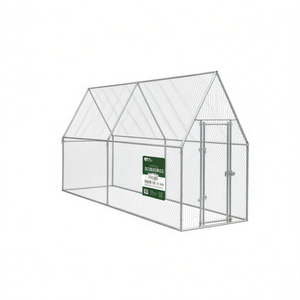 Fournitures pour petits animaux, cage à poulets 157,5x39,4x74,8 pouces en acier galvanisé, durable, extérieur, toutes saisons, modèle D0100XURUD2 - Product Image 1