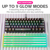 Custom 61 Keys Wired Mechanical Keyboard With Type-c Interface USB RGB Computer Mechanical Switch Backlit Gaming Keyboard