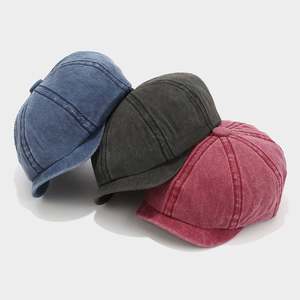 Nouveau Chapeau Gavroche en Coton Lavé Printemps 2025 pour Femme et Homme, Béret Britannique Vintage Couleur Unie 8 Panneaux - Product Image 3