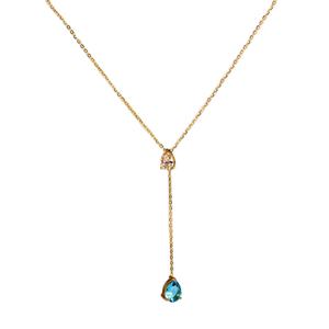 Nouveauté Collier Pendentif Goutte d'Eau en Acier Inoxydable Plaqué Or avec Strass Bohème pour Femmes - Product Image 2