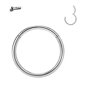 Grosir desain mode ASTM F136 titanium aperture cincin hidung PVD perhiasan tindik badan bagian berengsel cincin clicker septum