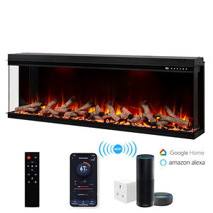 新型クラシック50 60 72 80 3面モダン薄型LED炎スマート電気暖炉オプションリアルログキット - Product Image 2