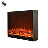 Cheminée électrique domestique 220V avec télécommande, boîtier noir, LED effet flamme de carbone, 35 pouces, pour foyer à bois