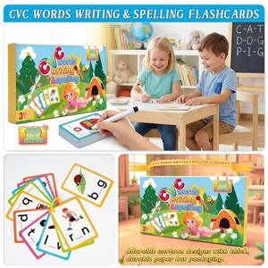Lernkarten für Kinder: CVC-Wörter, Phonetik-Buchstaben-Zuordnungsspiel, Wiederverwendbare Whiteboard-Schreibkarten, Montessori Frühes Lernen - Product Image 3