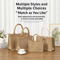 Sacs de courses pliables personnalisés par le fabricant, sacs à main en lin naturel réutilisables, sacs fourre-tout vierges en jute et toile de jute pour la plage et les voyages avec logo