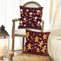 Housse de coussin en lin de Noël, lot de 4 pièces, imprimé aquarelle vintage, décoration de canapé, housse de coussin OEM ODM