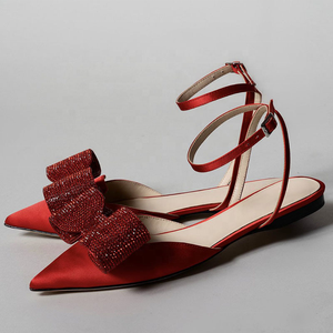 Summer Flat <b>Heel</b> Sandals for Ladies Pointy Toe Bling Bow Tie <b>Sexy</b> Shoes Buckle Strap Summer 2022 Big Size 46 - Product Image 1