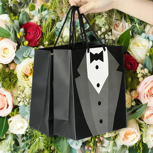 Sacs fourre-tout en matériaux recyclés avec poignées longues pour garçons d'honneur, pour mariage, fête des pères, décoration de fête, cadeaux et friandises - Product Image 2