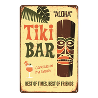 Plaque rétro TIKI BAR, enseignes en métal, peinture artistique, plaques décoratives pour bar, club, décoration intérieure, autocollants muraux, cadeau créatif