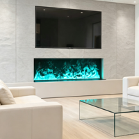 Cheminée électrique à vapeur d'eau encastrée de 32 pouces, style français, en métal, avec télécommande, flamme LED 3D ultrasonique, brume de vapeur pour la maison