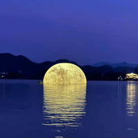 Lune gonflable LED à changement de couleur de 25 m, étanche, flottante sur l'eau pour le Festival de la Mi-Automne, la décoration des parcs lacustres, le carnaval