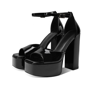 Latest Trendy Open Toe Platform Shoes Summer Pumps Ankle Buckle Strap <b>Sandals</b> for Women Solid 2022 Wholesale - Product Image 3