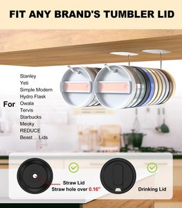 Organizador de tapas para vasos, gancho para tapas de tazas de cocina, soportes para tapas de vasos Yeti/Stanley/Simple Modern, autoadhesivo o con perforación - Product Image 4
