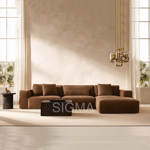 Indoor Living Room Furniture Set, Solid <strong>Wood</strong> <strong>Frame</strong> Fabric Sectional <strong>Sofa</strong> with Coffee Table - Product Image 3