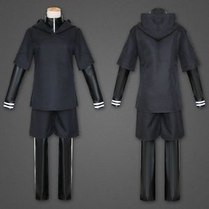 Disfraz de Tokyo Ghoul Kaneki Ken para hombre, conjunto de pantalones cortos con capucha negra, traje de juego de rol de Anime, verano 2023 - Product Image 1