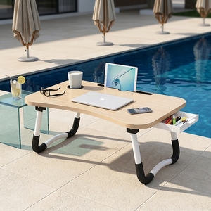 Meja Laptop Lipat Portabel OEM ODM Grosir, Dapat Disesuaikan, dengan Laci, untuk Tempat Tidur dan Sofa - Product Image 1