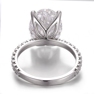 Bagues en argent sterling 925 personnalisables, bijoux fins, diamant de laboratoire taille ovale D VVS, cadeau idéal pour un mariage ou une fiançaille - Product Image 2