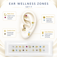 Graines auriculaires dorées assorties, autocollants d'acupression non-percants pour l'oreille, autocollants de graines auriculaires de formes mignonnes variées, OEM Marque Privée