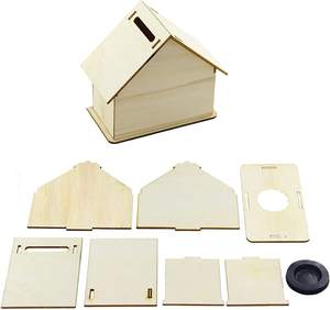 手作り子供用木製ハウスパズル未完成ブランクDIYペイントキッズ楽しいアートクラフト防水貯金箱 - Product Image 2