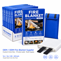 Couverture anti-feu en fibre de verre OEM 1m x 1m, emballage en boîte couleur pour la vente au détail, emballage EPR allemand pour les chaînes de magasins européennes