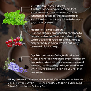OEM özel etiket uyku mantar kakao tozu sıcak kakao karışımı Reishi l-theanine Melatonin ve chicao uyku desteği ile - Product Image 5