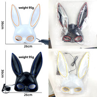 Masque facial en fil lumineux LED, visage de lapin, oreilles de lapin néon, lumineux, pour femmes, hommes, DJ, scène, performance, festival, Halloween