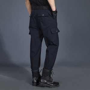 بنطلون كارجو رجالي أزرق داكن متعدد الجيوب للعمل والتدريب فضفاض مستقيم من الرايون متين مقاوم للبلى والخدش - Product Image 5