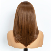 Perruque Glueless 13x4 HD Lace Fluffy en Fibre Synthétique Résistante à la Chaleur, Non Inflammable, Pré-Épilée, Lace Front Sans Colle pour Femmes Blanches