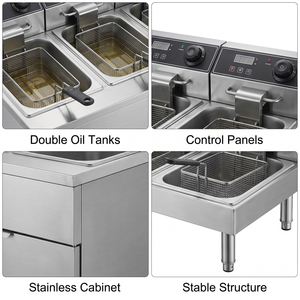Commercial Double Tank Induction Fryer 8kW Floor Standing Deep Fryer for Restaurants Food Stalls Catering and Dealers - Product Image 4