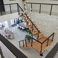 Anpassung Moderne Innentreppe Kabel Draht geländer Gerade Innentreppe Schwimmende Mono Stringer Treppe für Villen