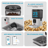 Comedero Inteligente Automático para Perros/Gatos con Control por Aplicación WiFi, Pantalla LCD, Recargable por USB, Capacidad de 6L, Extraíble y Fácil de Limpiar