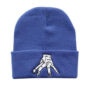 Bonnet tricoté en fibre acrylique chaud, motif personnage de dessin animé Wednesday <span class=keywords><strong>Addams</strong></span> de <span class=keywords><strong>la</strong></span> <span class=keywords><strong>série</strong></span> télévisée américaine, nouvelle collection automne/hiver, tendance - Product Image 3
