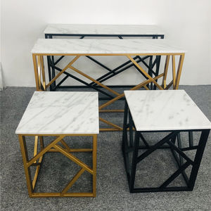 GOLDTOP OEM/ODM Tables basses et consoles en marbre doré avec revêtement électrique encadré de dessus en pierre de marbre blanc - Product Image 3