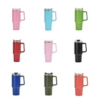 Mug de voyage isotherme en acier inoxydable de 40 oz avec poignée, idéal pour l'extérieur et la voiture, avec paille intégrée, design moderne, tasse à café