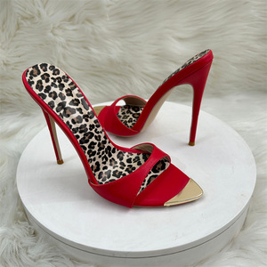 Chaussures pour femmes à talons hauts de 12 cm, bout pointu, pour soirée, rendez-vous galant, mode sexy, sandales de 10 cm, grandes tailles 46, mules - Product Image 4