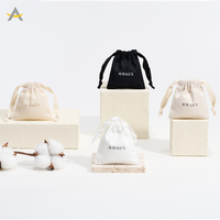 Auralux Personnalisé Logo Éco-Biodégradable Petit Sac en Coton à Cordon pour Emballage de Bijoux Pochette à Bijoux