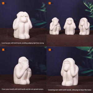 Ensemble de figurines en ciment des <span class=keywords><strong>Trois</strong></span> <span class=keywords><strong>Singes</strong></span> <span class=keywords><strong>Sages</strong></span>, Ne pas voir le mal, ne pas entendre le mal, ne pas parler du mal, écologiques, peintes à la main, modernes, Noël - Product Image 3