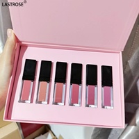 Coffret cadeau de maquillage avec logo privé Lipgloss 6Pcs Set Lipstick Kit Vendeur Waterproof Shinny Glitter Matte Liquid Lipgloss Set