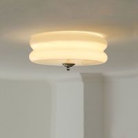 Lampu langit-langit krem bergaya Prancis Nordik abad pertengahan, lampu kaca Amerika untuk kamar tidur, koridor, dan pintu masuk.