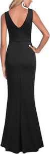 Vestido <span class=keywords><strong>de</strong></span> Fiesta Midi Ajustado sin Mangas con Cuello en V y Tirantes Finos Ajustables para Mujer, Color Rojo Vino, Talla M, Marca Owin - Product Image 5