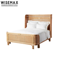 WISEMAX MÖBEL Fabrik direkt moderne natürliche Rattan Rahmen Schlafzimmer Korb geflecht Hotel hohe Rückenlehne Bett