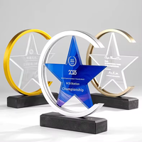 Haute qualité créative étoile à cinq branches métal cristal trophée fournisseur personnalisé entreprise récompenses annuelles amour thème Souvenir Plaque