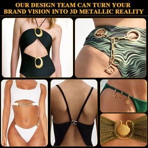 Conector de bikini de tubo geométrico ultraelegante en forma de barra dorada, de aleación de zinc duradera, adorno para ropa de playa, herrajes para trajes de baño resistentes al deslustre - Product Image 6