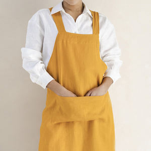 <span class=keywords><strong>Tablier</strong></span> de cuisine et de jardin en pur <span class=keywords><strong>lin</strong></span> jaune, style <span class=keywords><strong>japonais</strong></span>, grande taille, à dos croisé, avec poches, personnalisable en gros - Product Image 5